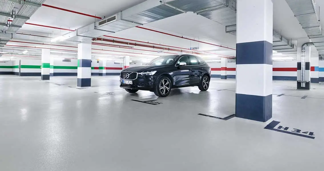 Wall, ceiling and  floor renovation in the underground car park of Pentahotel Leipzig 