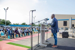 Noble Bediako, Managing Director of MC-Bauchemie Ghana, welcomes the guests. 