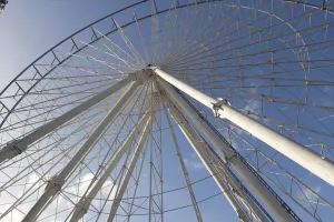View of the Fort Fun steel Ferris wheel 