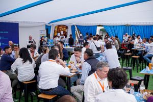 The guests enjoyed German meals and beer at the celebration.
