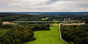 View of the bridge construction project in Hungary
