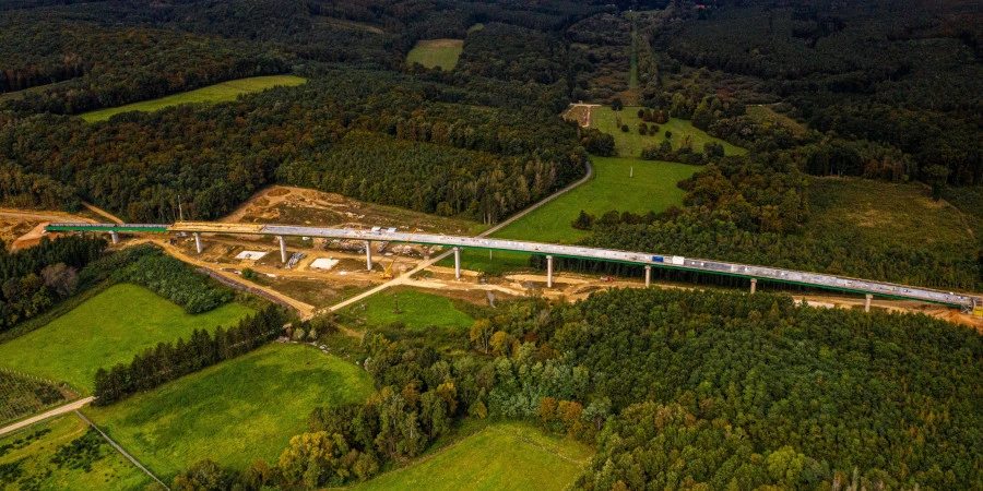 View of the bridge construction project in Hungary