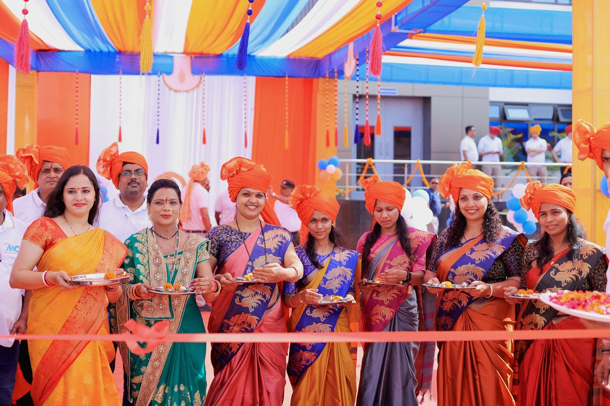 Employees from MC-Bauchemie India dressed in traditional Indian garb for the inaugural ceremony.