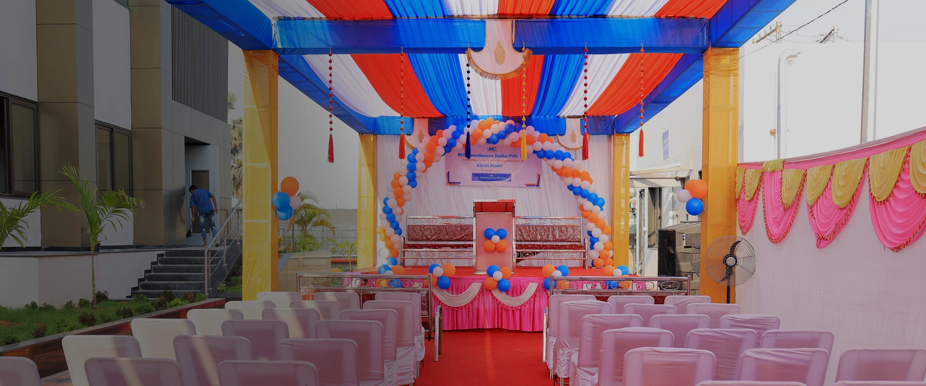 MC-Bauchemie opens new site in Halol, India. View of the celebration hall.